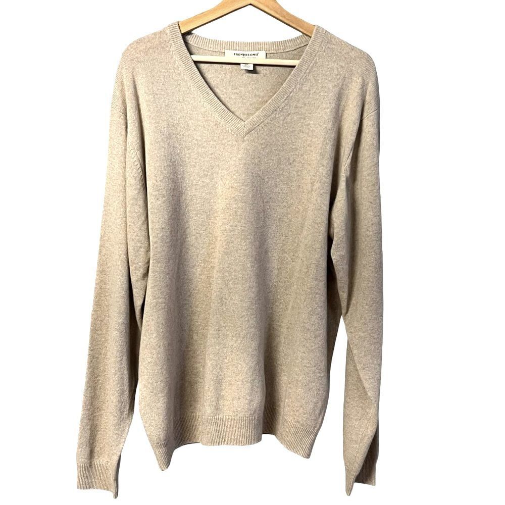 Pronto Uomo Mens Cashmere Sweater Size XL V Neck Quiet Luxury Old Money Classic